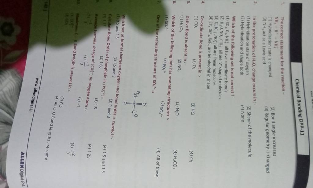 Calculate Bond Order of phosphate in (PO4−3 ) Filo