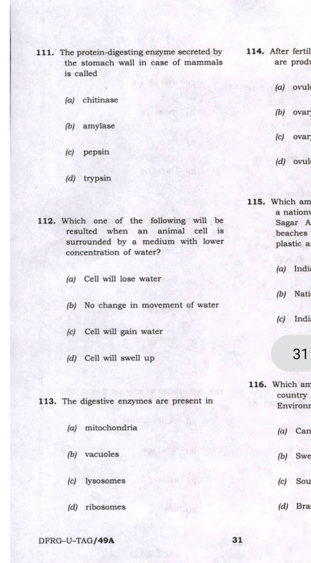 The proteindigesting enzyme secreted by the stomach wall in case of mamm..