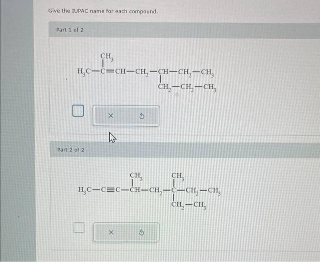 Give The IUPAC Name For Each Compound Part Of Part Of Filo