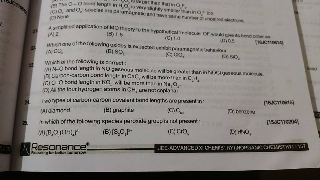Two types of carboncarbon covalent bond lengths are present in [16JC110..