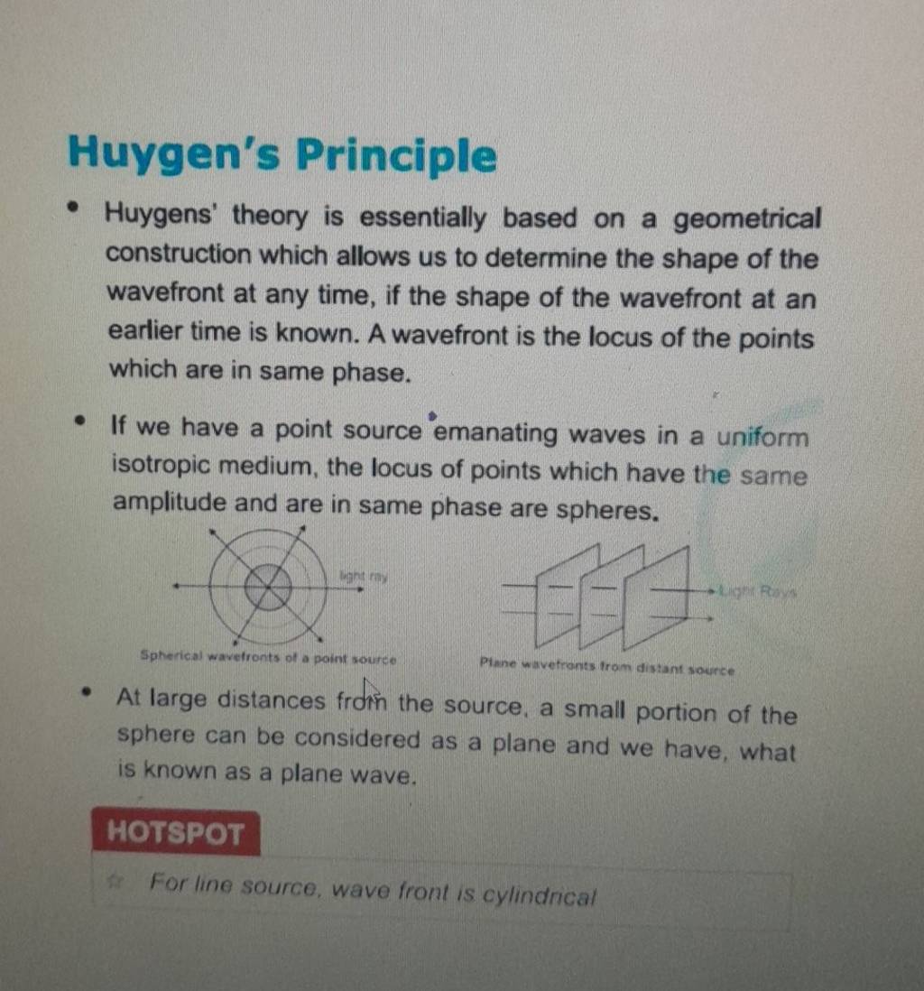 Huygen's Principle Huygens' theory is essentially based on a geometrica..