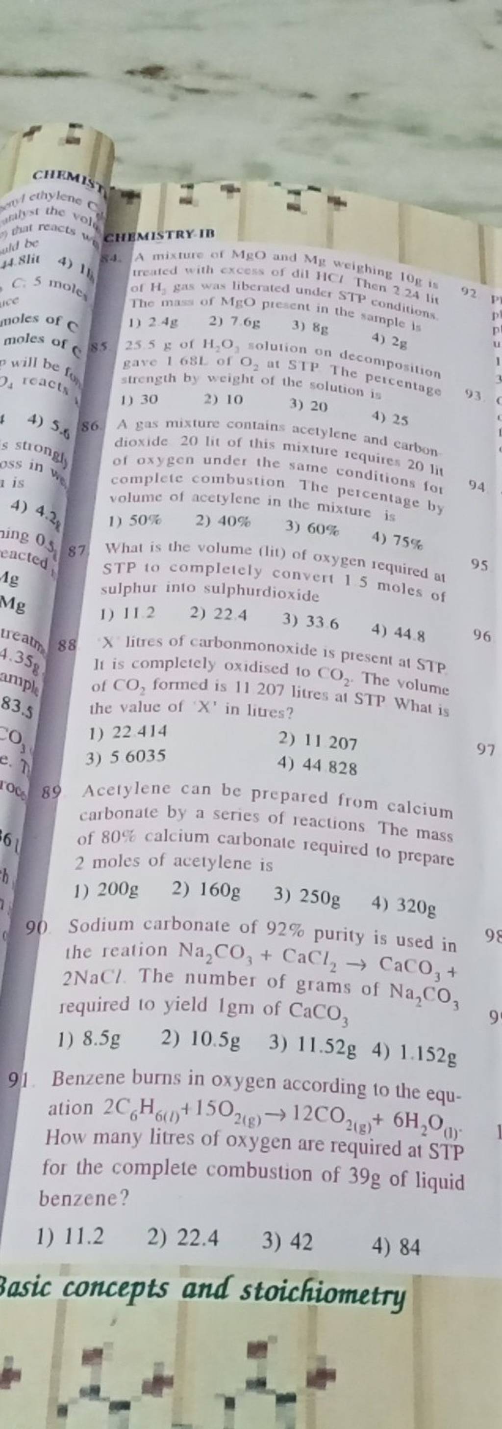 Benzene burns in oxygen according to the equation 2C6 H6(l) +15O2( g) →12..