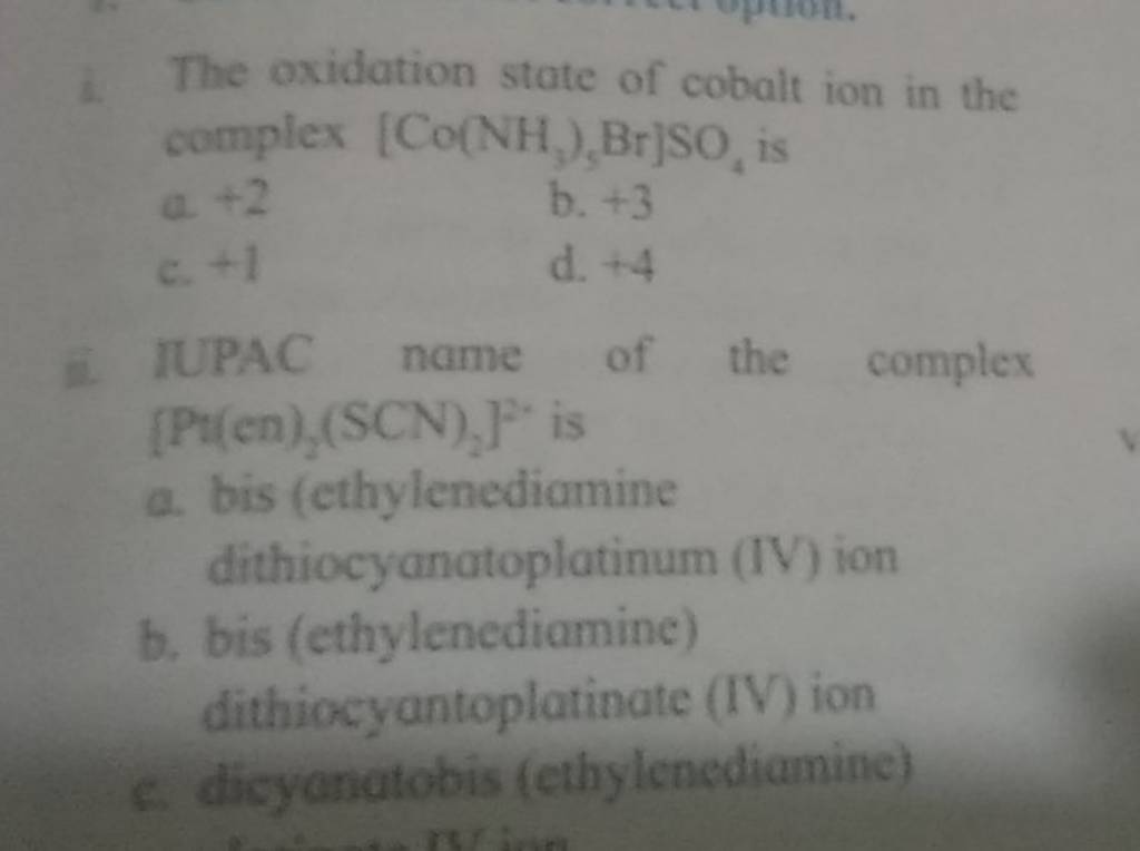 oxidation state of cobalt ion in the complex
