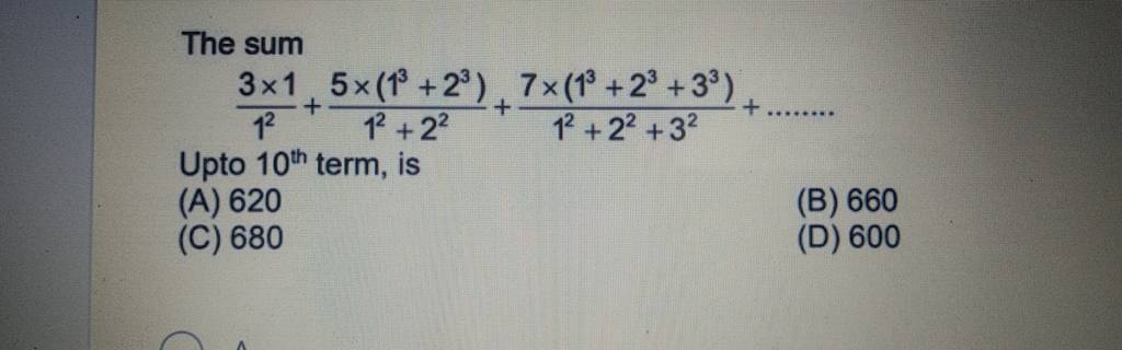 The sum 123×1​+12+225×(13+23)​+12+22+327×(13+23+33)​+……… Upto 10th  te