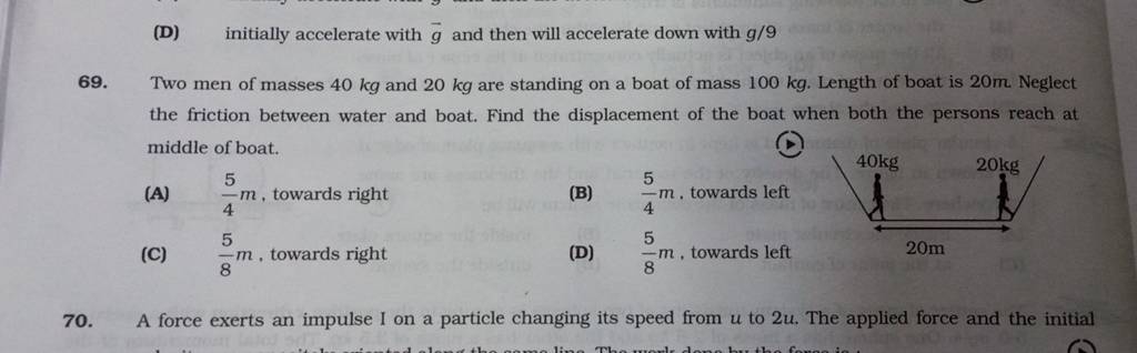Two Men Of Masses 40 Kg And 20 Kg Are Standing On A Boat Of Mass 100 Kg two-men-of-masses-40-kg-and-20-kg-are-standing-on-a-boat-of-mass-100-kg