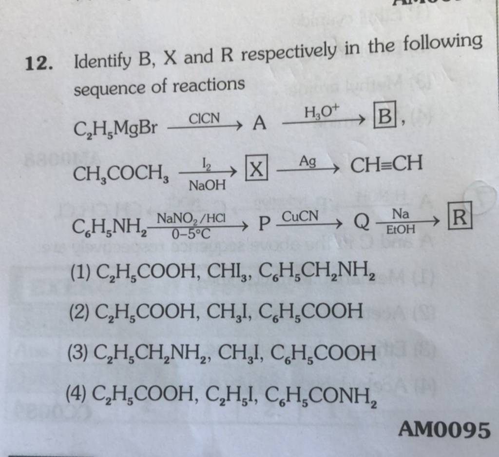 Identify B,X And R Respectively In The Following Sequence Of Reactions C2..