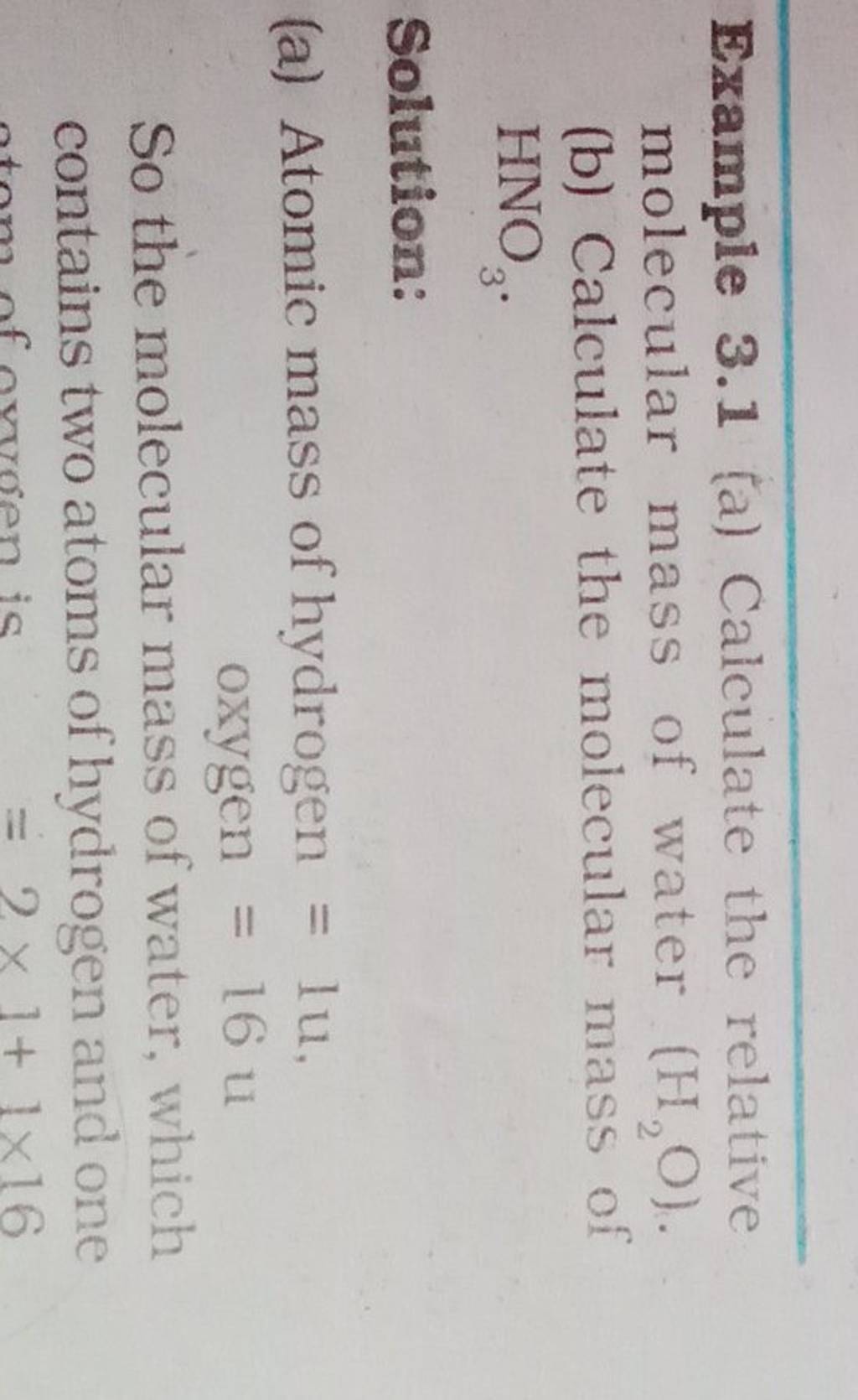 Example 3 1 a Calculate The Relative Molecular Mass Of Water H2 O b example-3-1-a-calculate-the-relative-molecular-mass-of-water-h2-o-b