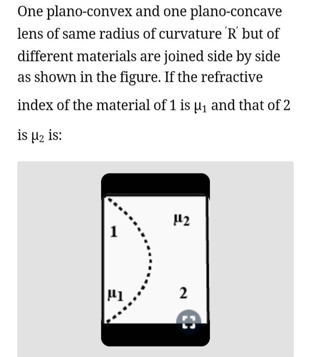One planoconvex and one planoconcave lens of same radius of curvature