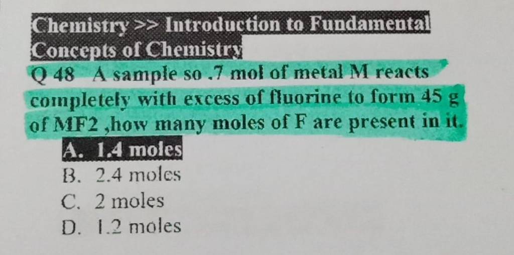 Chemistry >> Introduction To Fundamental Concepts Of Chemistry Q 48 A Sam..