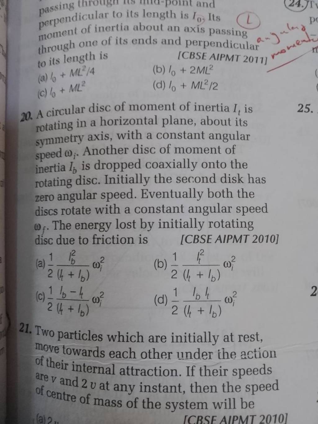 find the moment of inertia about an axis passing through pq