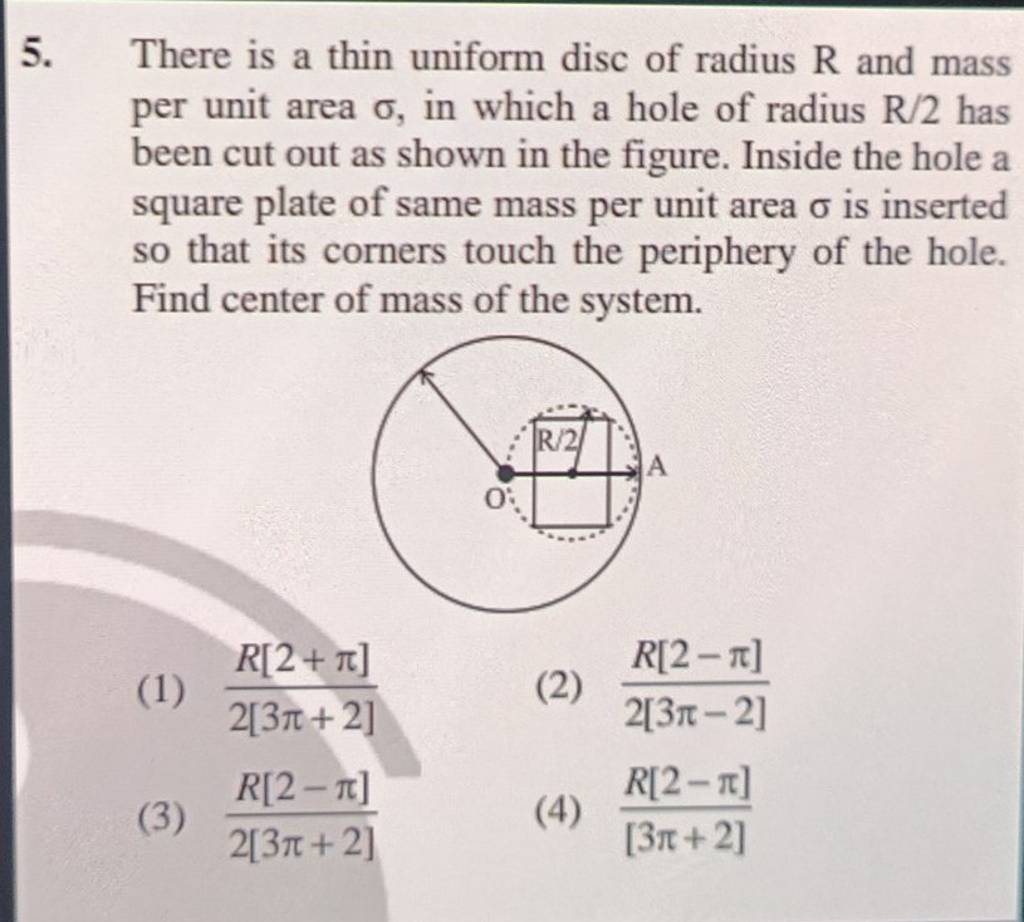 There is a thin uniform disc of radius R and mass per unit area σ, in whi..