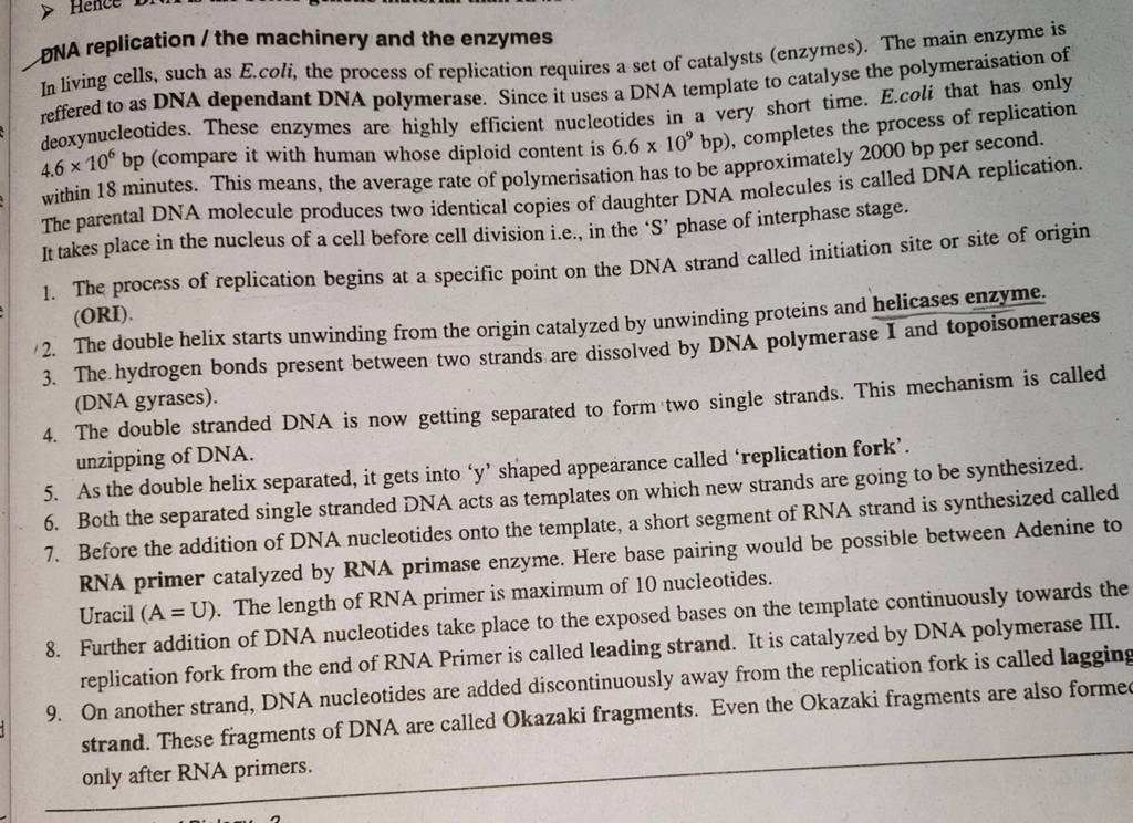 DNA replication / the machinery and the enzymes In living cells, such as