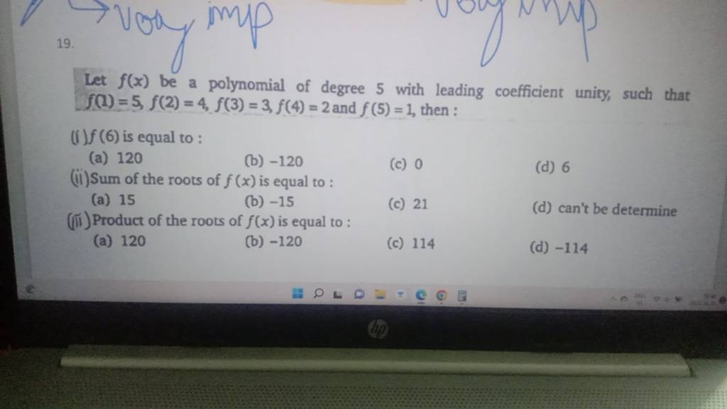 let-f-x-be-a-polynomial-of-degree-5-with-leading-coefficient-unity-such