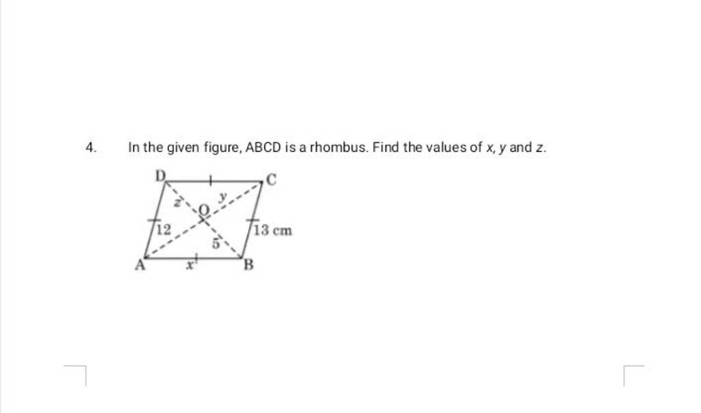 4-in-the-given-figure-abcd-is-a-rhombus-find-the-values-of-x-y-and-z