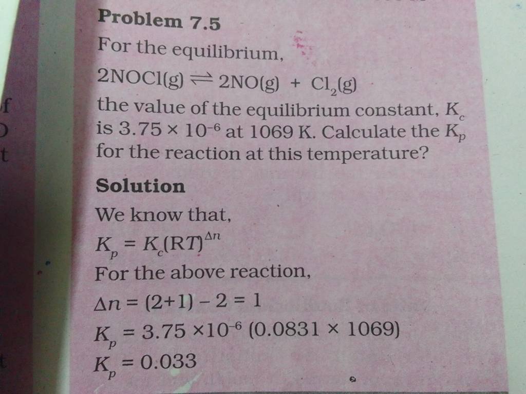 Solved Which of the Equilibrium Constant (K) versus