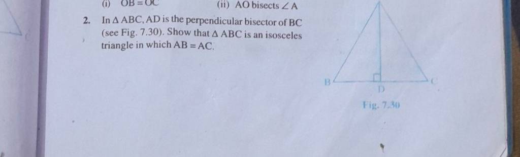 2. In ABC,AD Is The Perpendicular Bisector Of BC (see Fig. 7.30). Show T..