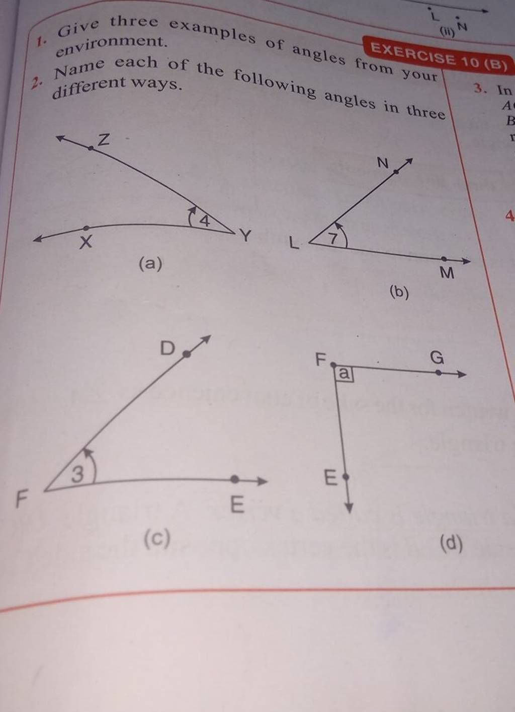1 give three examples of angles environment 2 name each of different w 