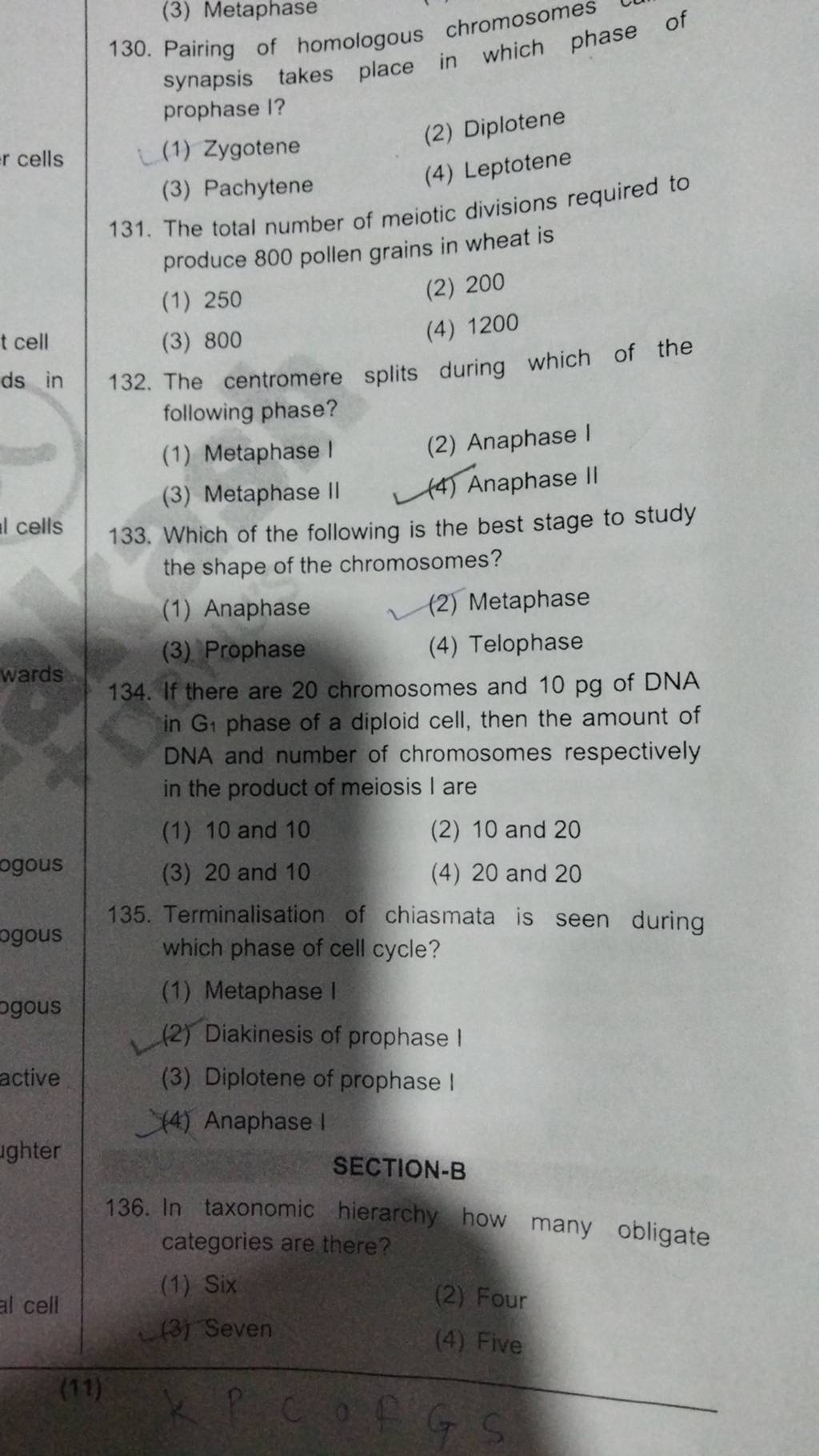 Pairing of homologous chromosomes synapsis takes place in which phase pro..