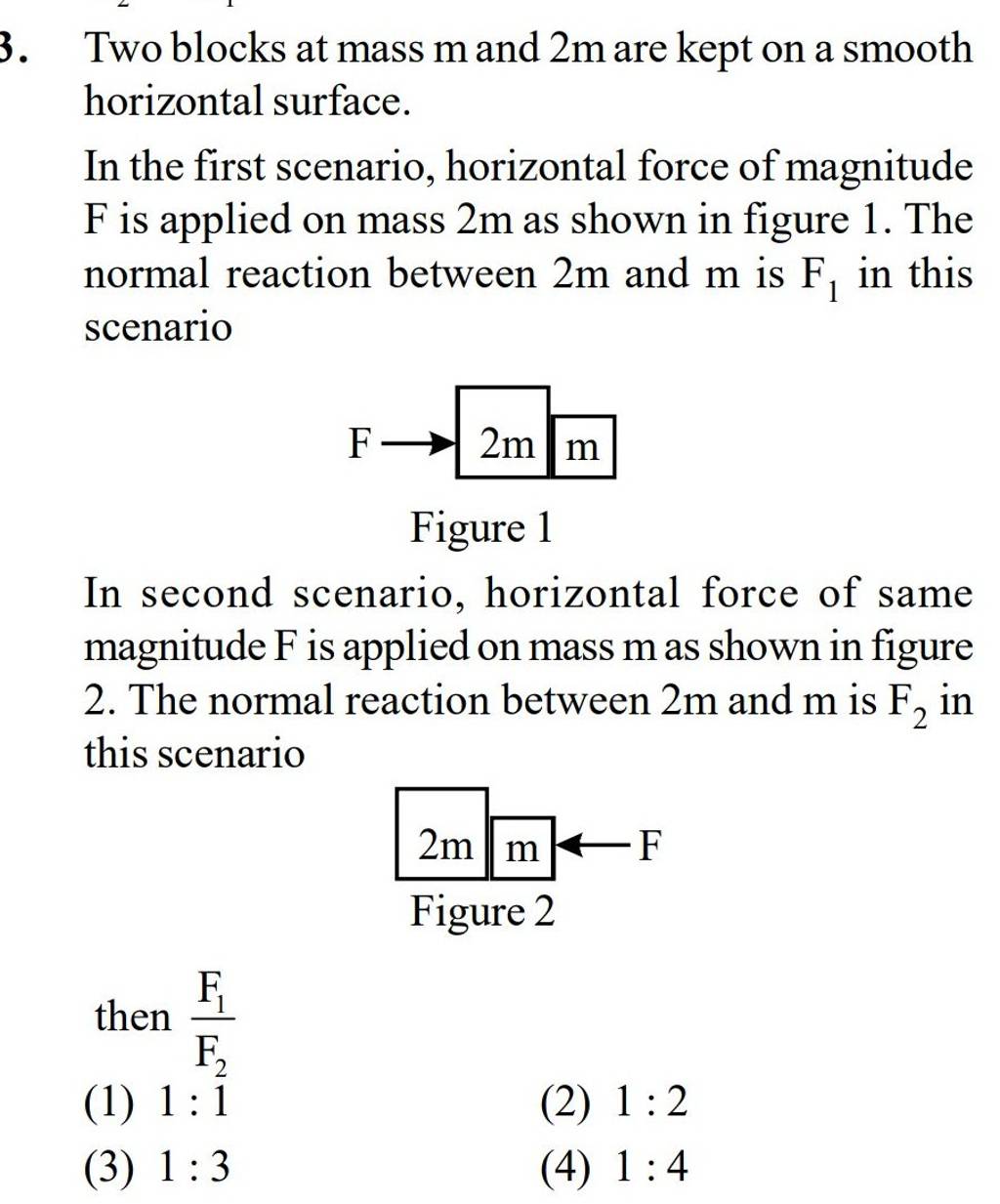 Two Blocks At Mass M And 2 M Are Kept On A Smooth Horizontal Surface. In