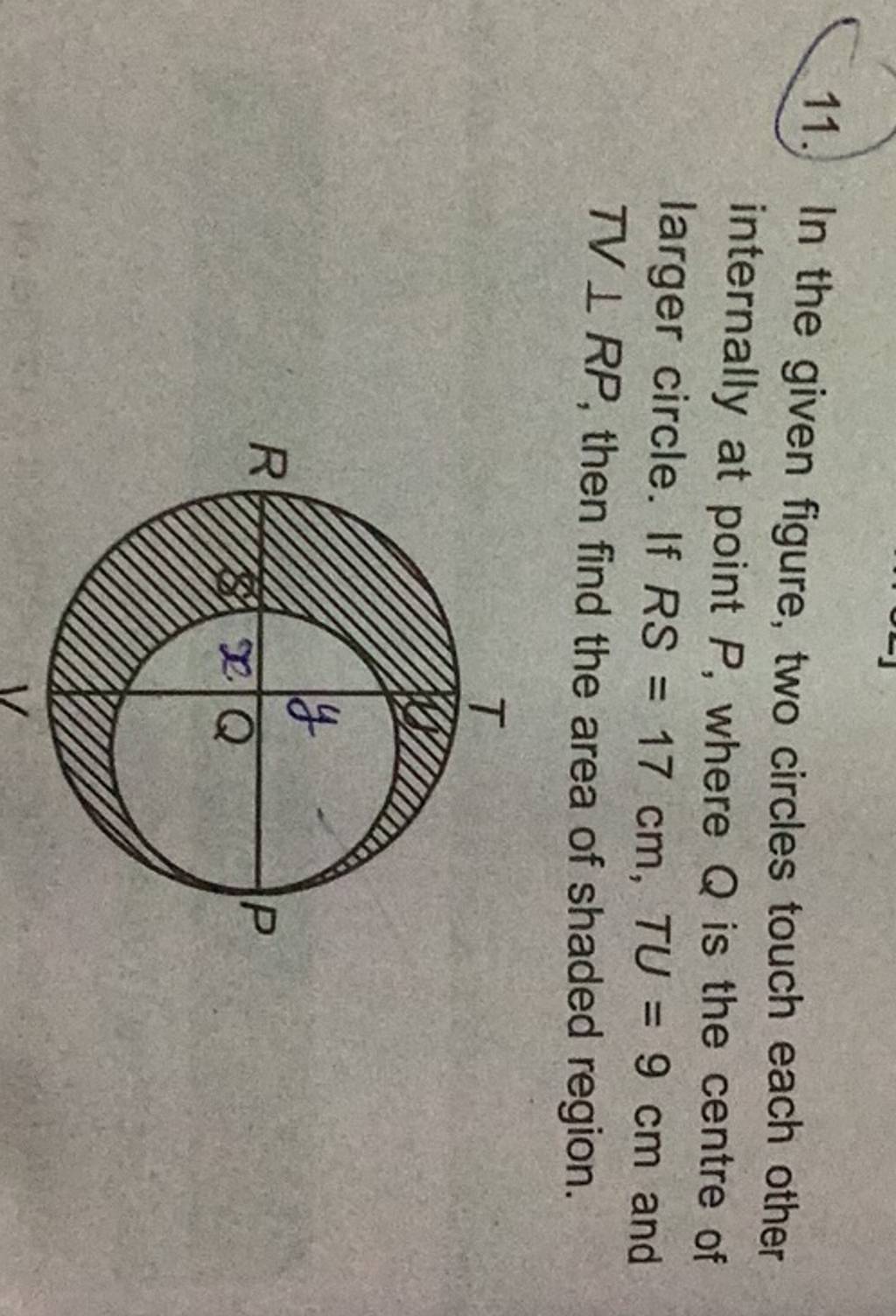11 In The Given Figure Two Circles Touch Each Other Internally At Point 11 In The Given Figure Two Circles Touch Each Other Internally At Point