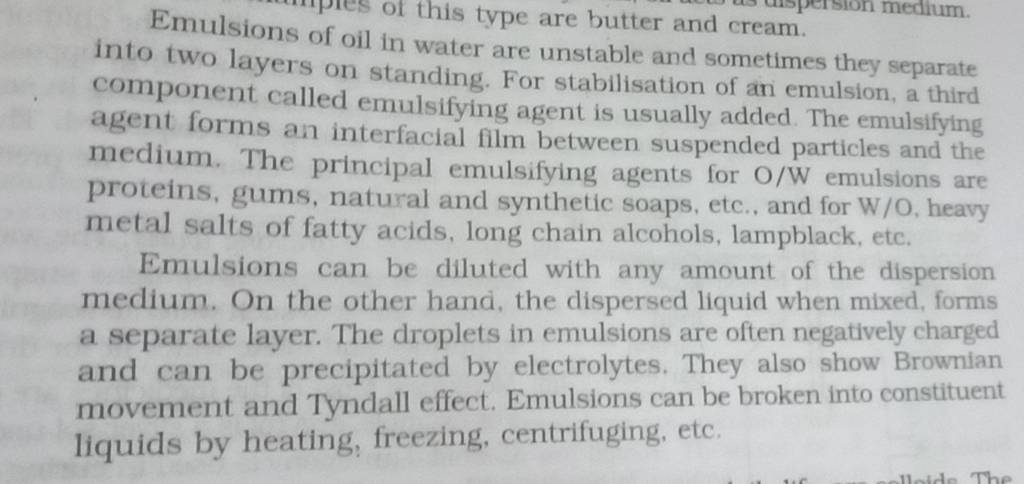 Emulsions Of Oillter Type Are Butter And Cream Into Two Layers On Stan W