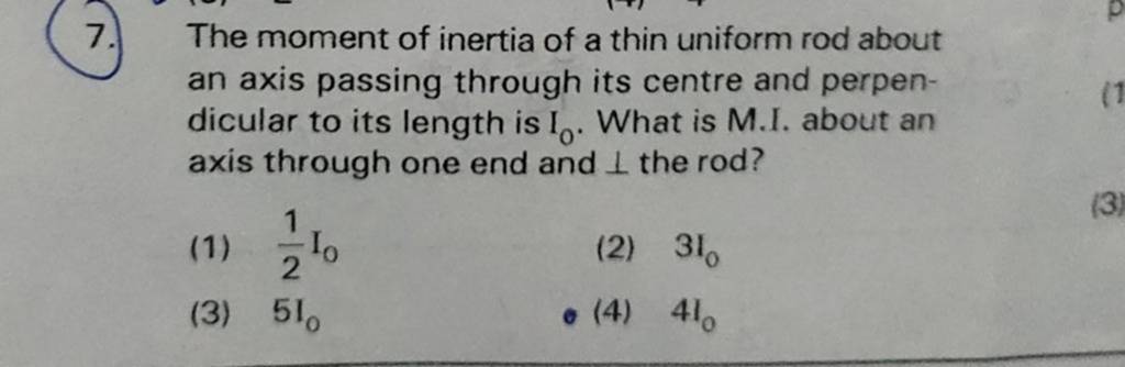 what is the moment of inertia of a thin uniform rod