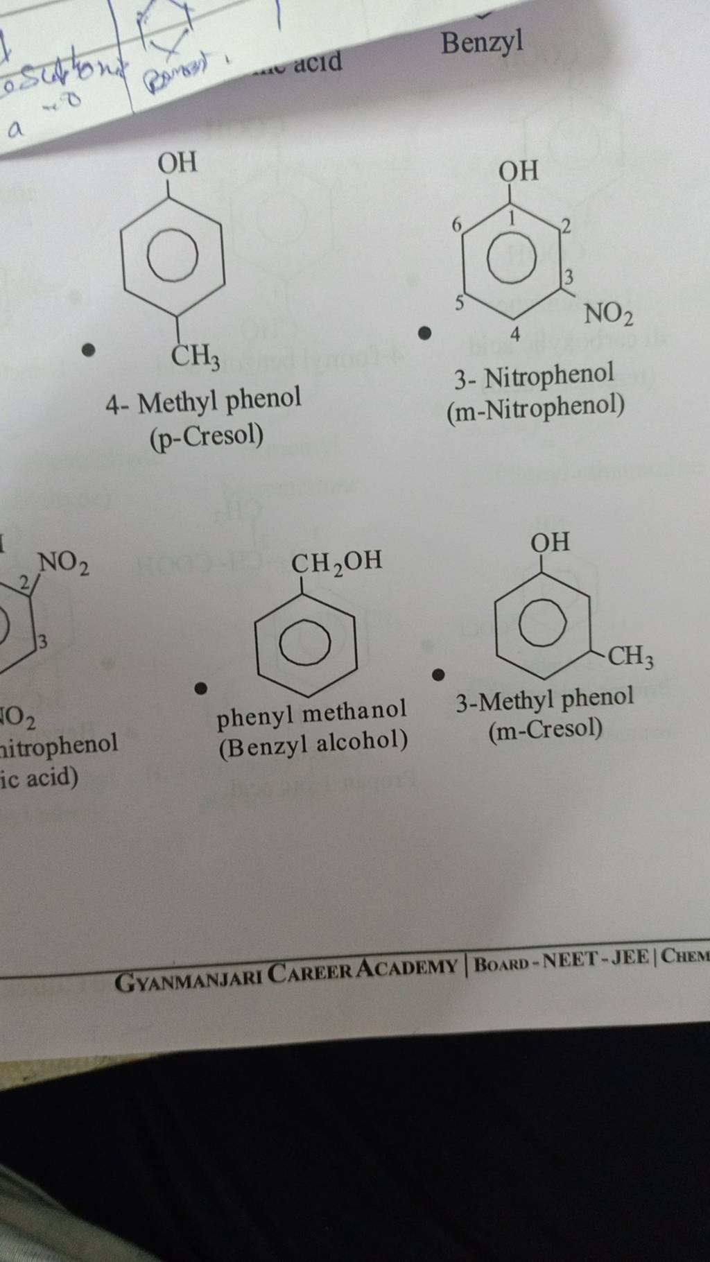 4 Methyl phenol 3 Nitrophenol (pCresol) (mNitrophenol) phenyl methano..