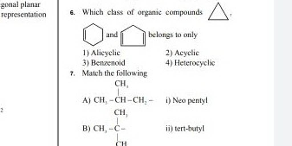 Which class of organic compounds gonal planar representation and belongs