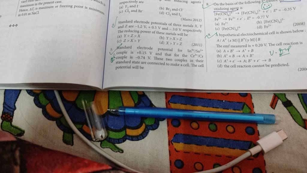 5. Standard electrode potential for Sn**/Sn²* couple is +0.15 V and that..