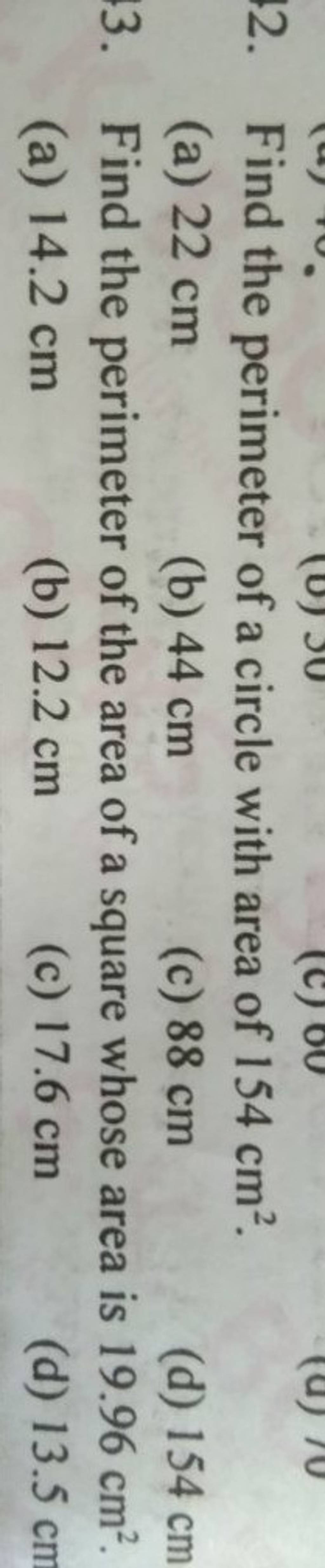 find the area of square whose perimeter is 80cm