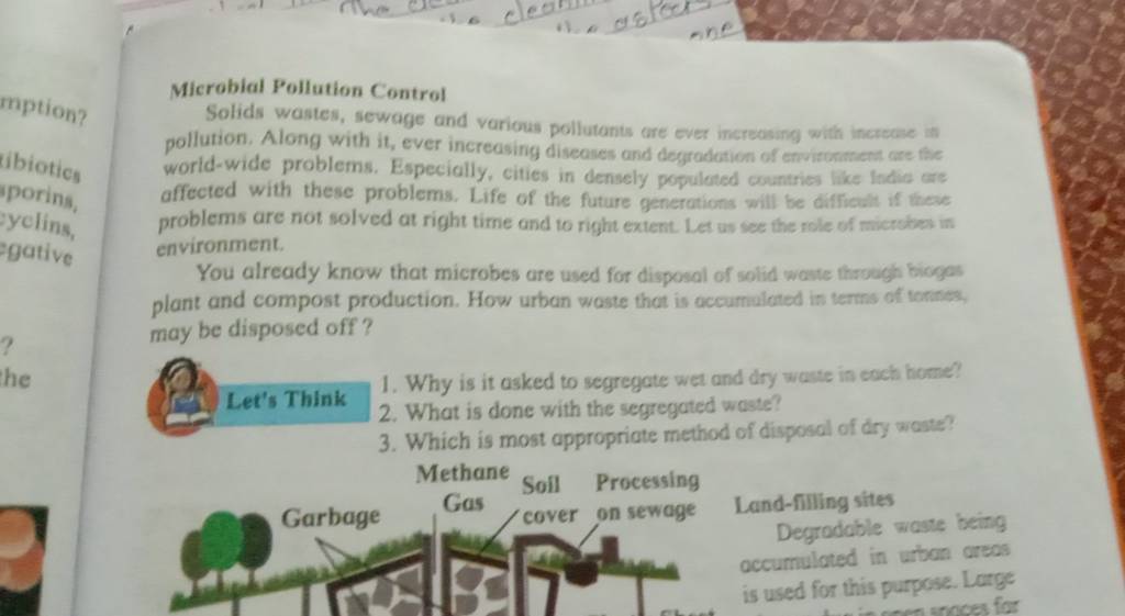 Microbial Pollution Control Solids wastes, sewage and various pollutants