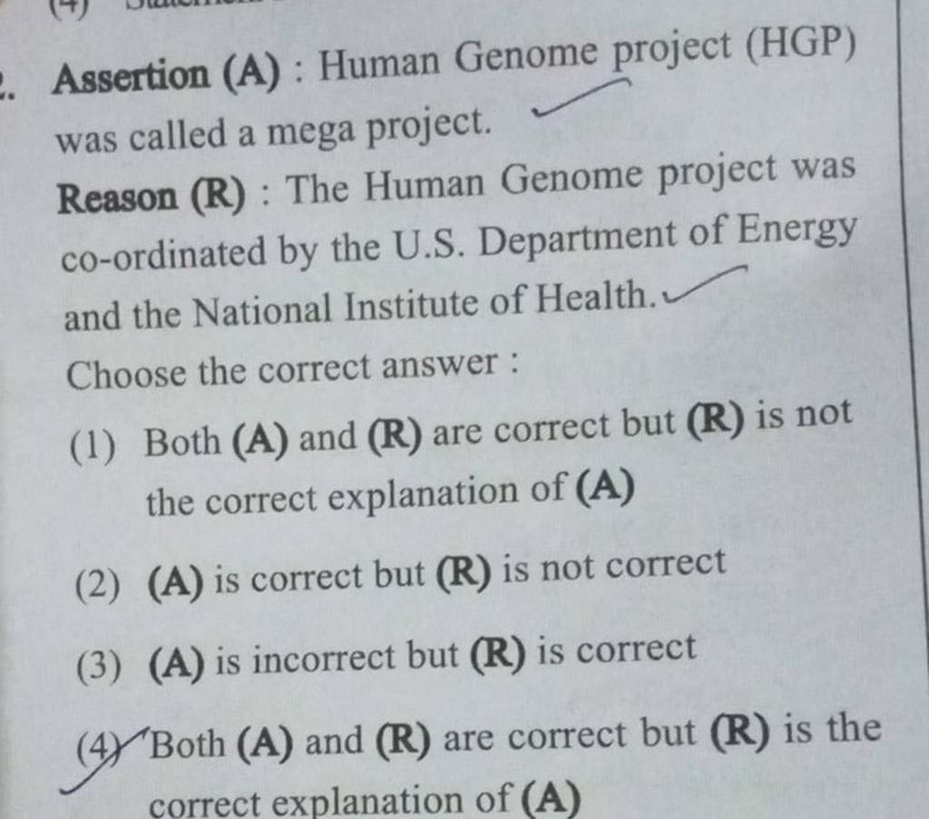 Assertion A Human Genome Project HGP Was Called A Mega Project Reas 