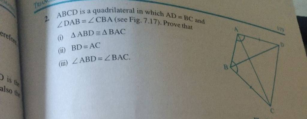 2 Abcd Is A Quadrilateral In Which Adbc And ∠dab∠cba See Fig 717 6904