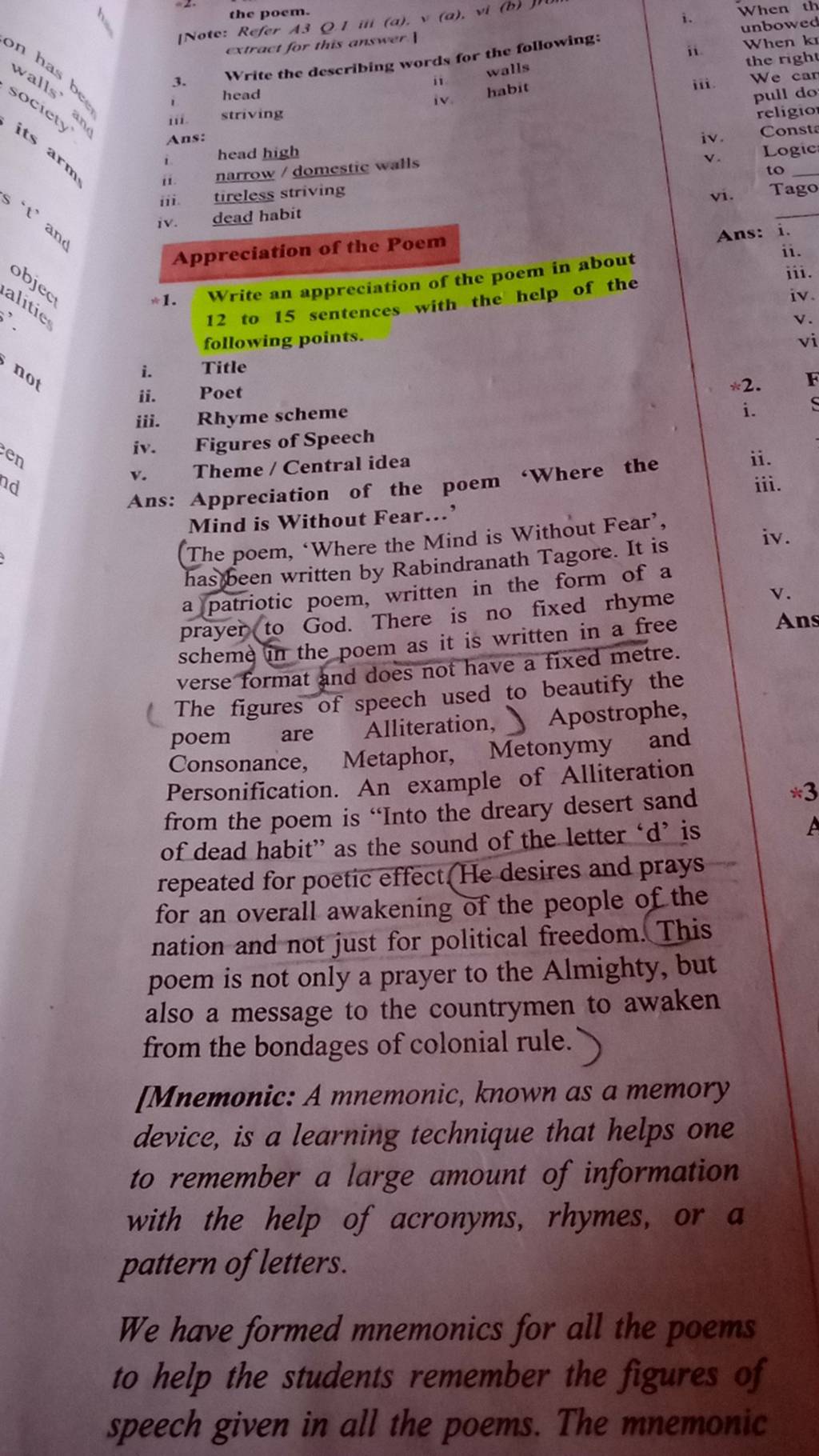 INote Refer A3 Q1 iii (a). v (a), vi (b) extract for this answer 1 Ans