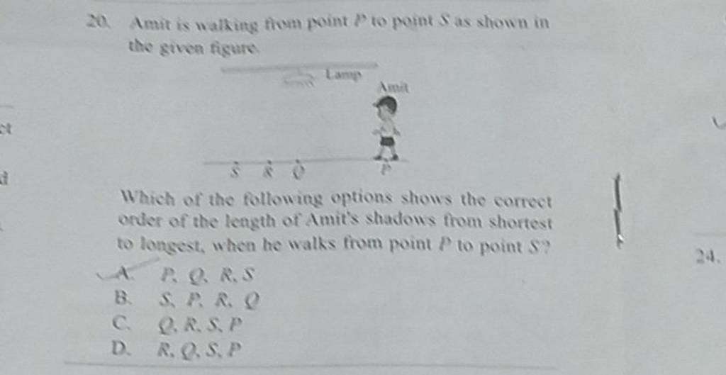 Amit Is Walking Fiom Point P To Point S As Shown In The Given Figure W