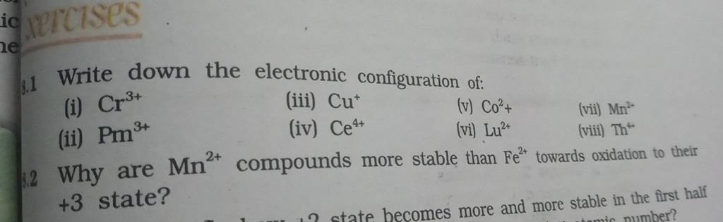 write down the electronic configuration of 1 cr3