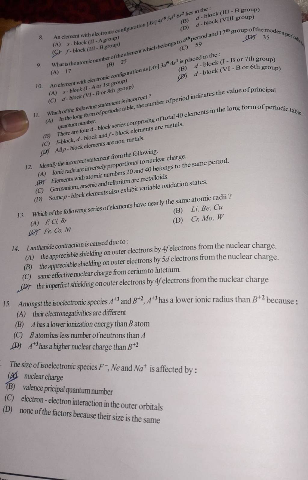 An element with electronic configuration as [Ar]3d54s1 is placed in the