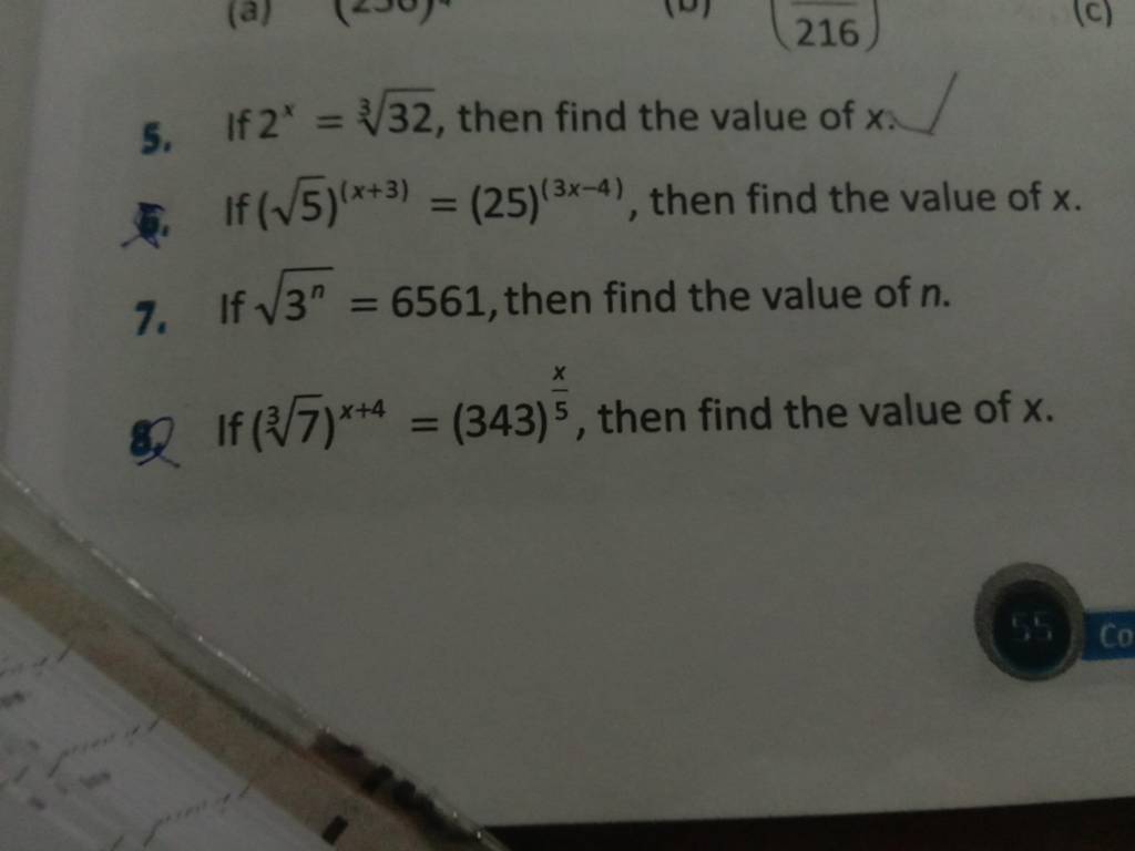 5-if-2x-332-then-find-the-value-of-x-6-if-5-x-3-25-3x-4-then