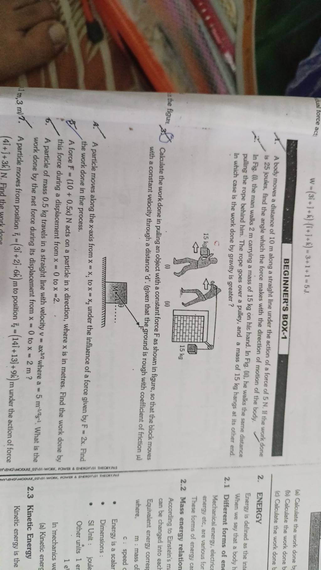 (a) Calculate The Work Done B (b) Calculate The Work Done 1. A Body Moves..