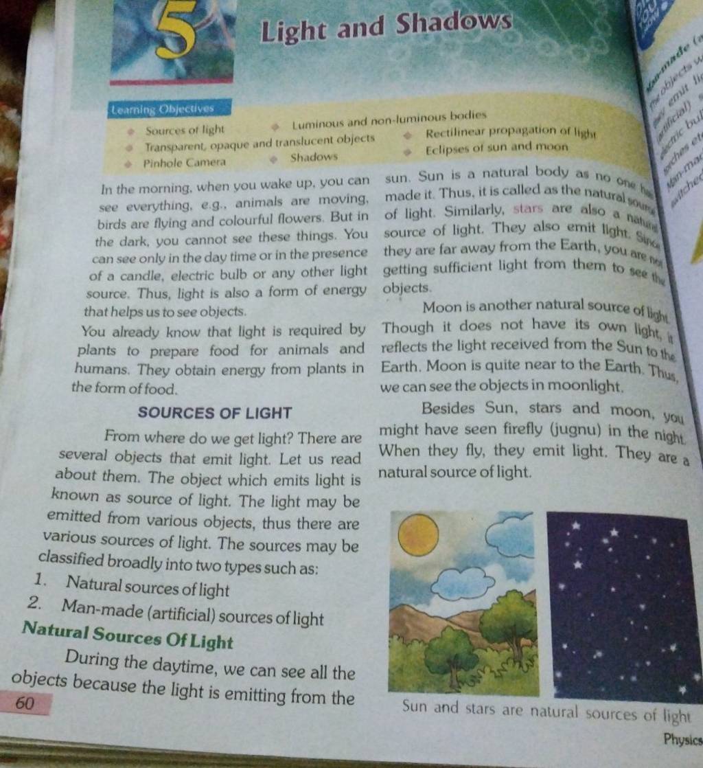  Sources of light Luminous and nonluminous lockies Rectilinear propagat..