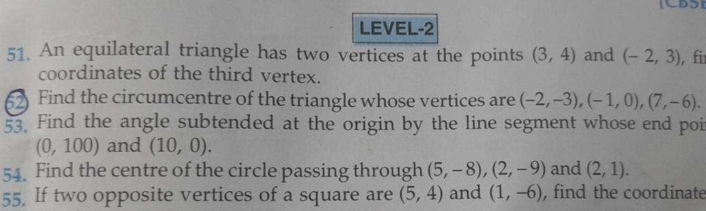 Level 2 51 An Equilateral Triangle Has Two Vertices At The Points 34 4788