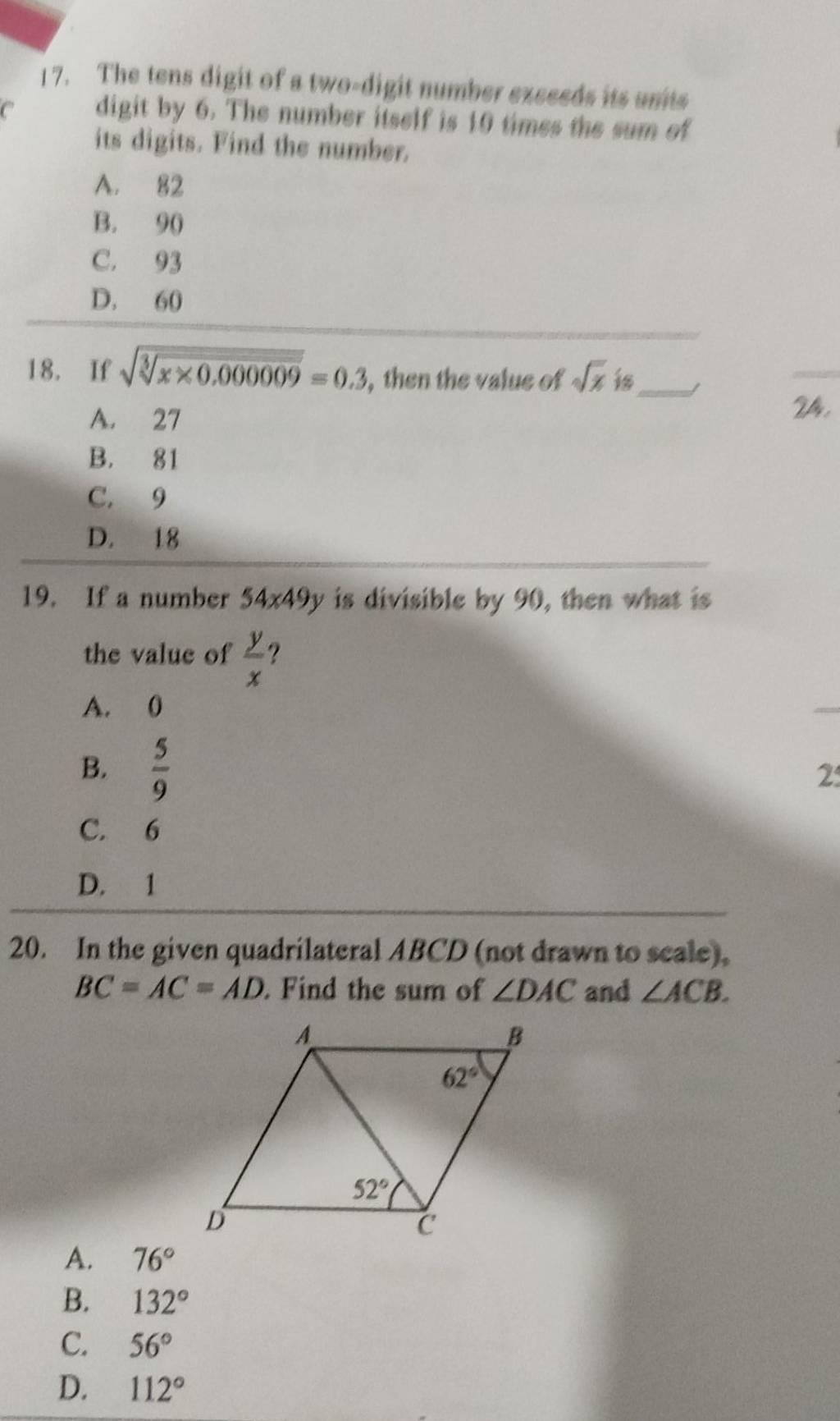 The tens digit of a two-digit number excesds its thits digit by 6 . The n..