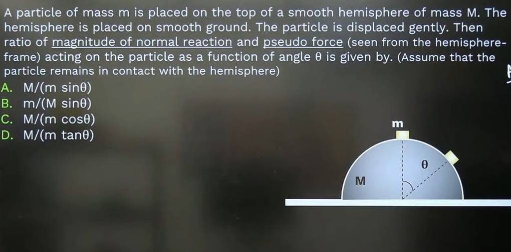 A Particle Of Mass M Is Placed On The Top Of A Smooth Hemisphere Of Mass