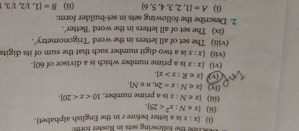 The set of all letters in the word 'Trigonometry'. (ix) The set of all l..