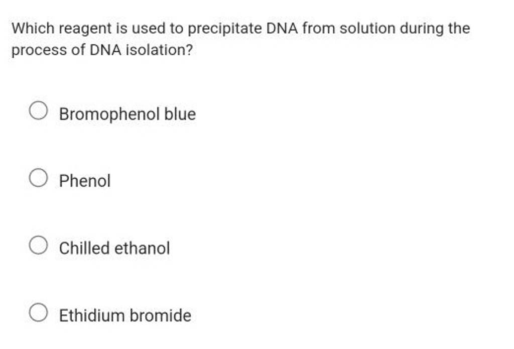 Which reagent is used to precipitate DNA from solution during the proc