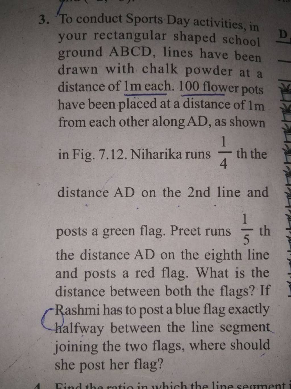 3. To conduct Sports Day activities, in your rectangular shaped school gr..