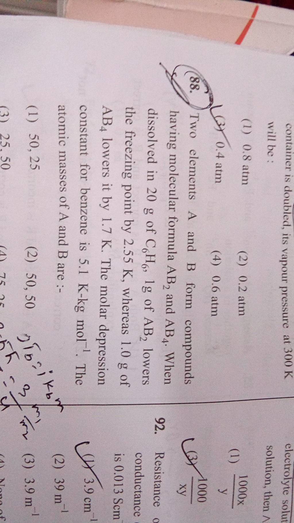 Two Elements A And B Form Compounds Having Molecular Formula AB, And AB4...