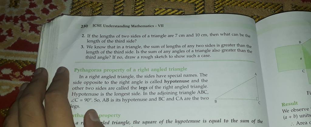 Icse Understanding Mathematics Vii If The Lengths Of Two Sides O