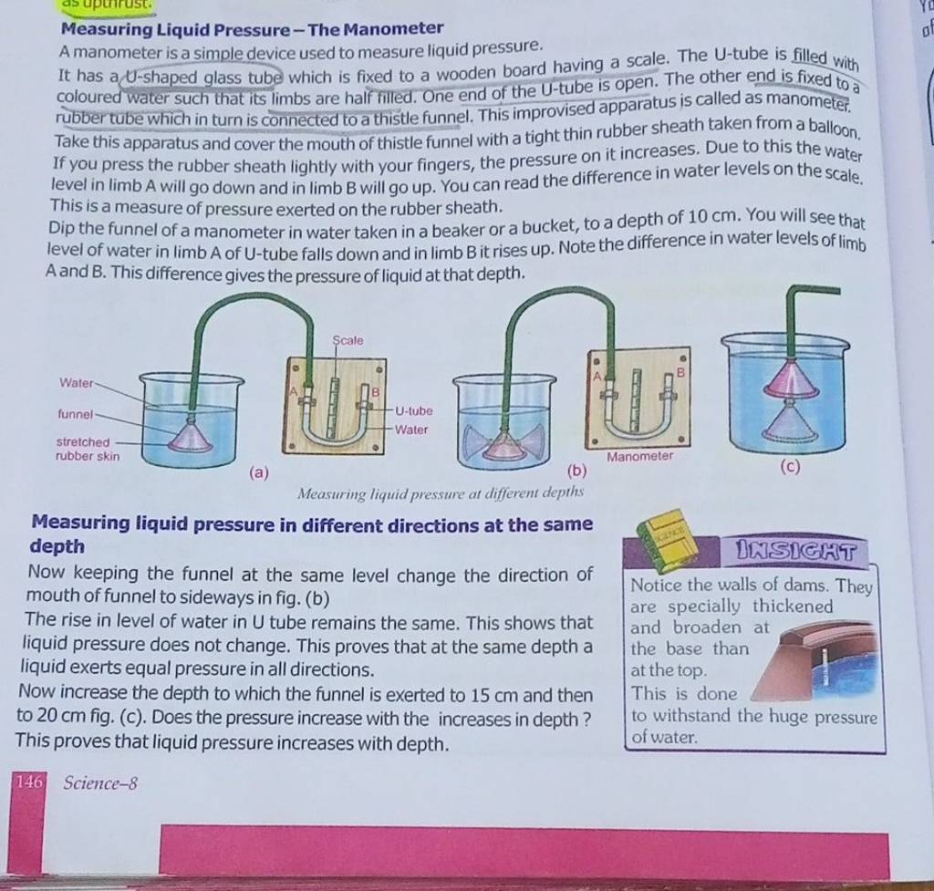 Measuring Liquid Pressure The Manometer Filo