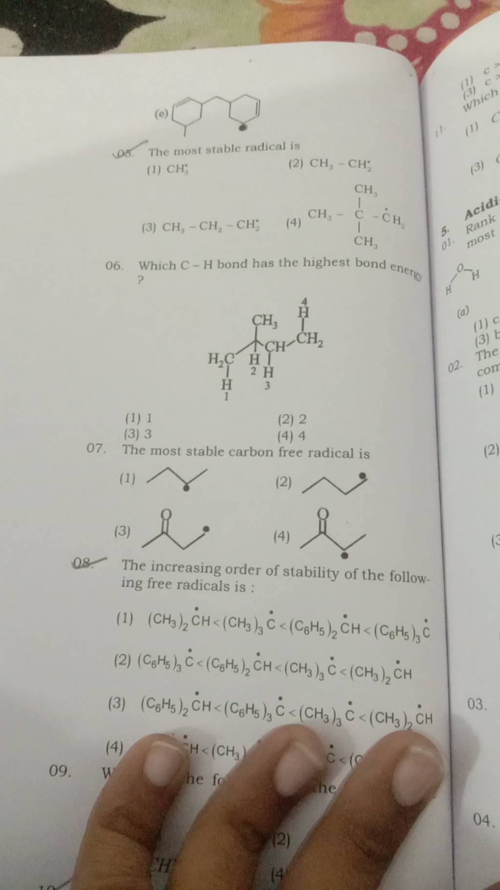 The most stable carbon free radical is | Filo